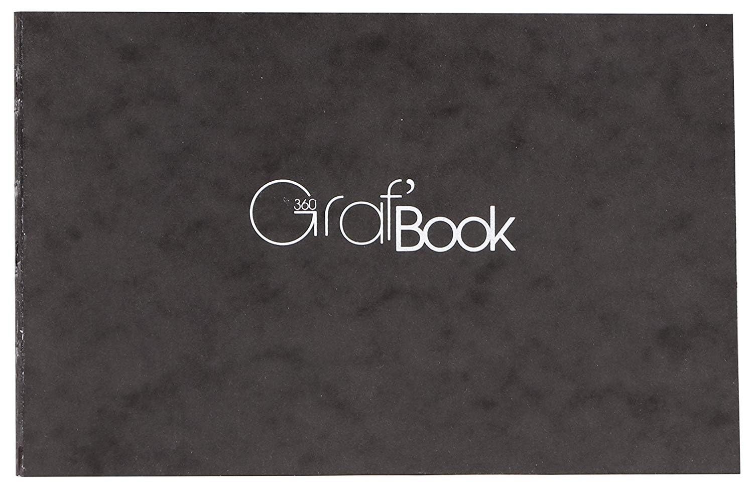Clairefontaine - Ref 975804C - Graf Book 360 Raw Binding Book (100 Sheets) - 15.2 x 21cm in Size, 100gsm Paper, Acid Free, pH Neutral, Landscape Orientation - Black Cover