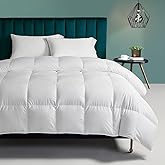 TOPGREEN Organic Feathers Down Comforter Full Size, All Season Duvet Insert with 100% Organic Cotton Cover, Medium Warm Bed Comforter with Corner Tabs(82x86, White)