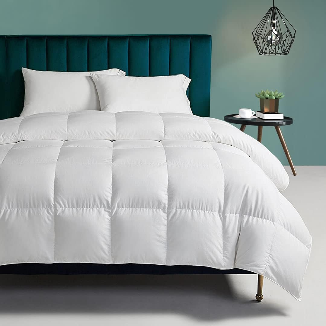 Photo 1 of TOPGREEN Organic Feathers Down Comforter Full Size, All Season Duvet Insert with 100% Organic Cotton Cover, Medium Warm Bed Comforter with Corner Tabs(82x86, White)