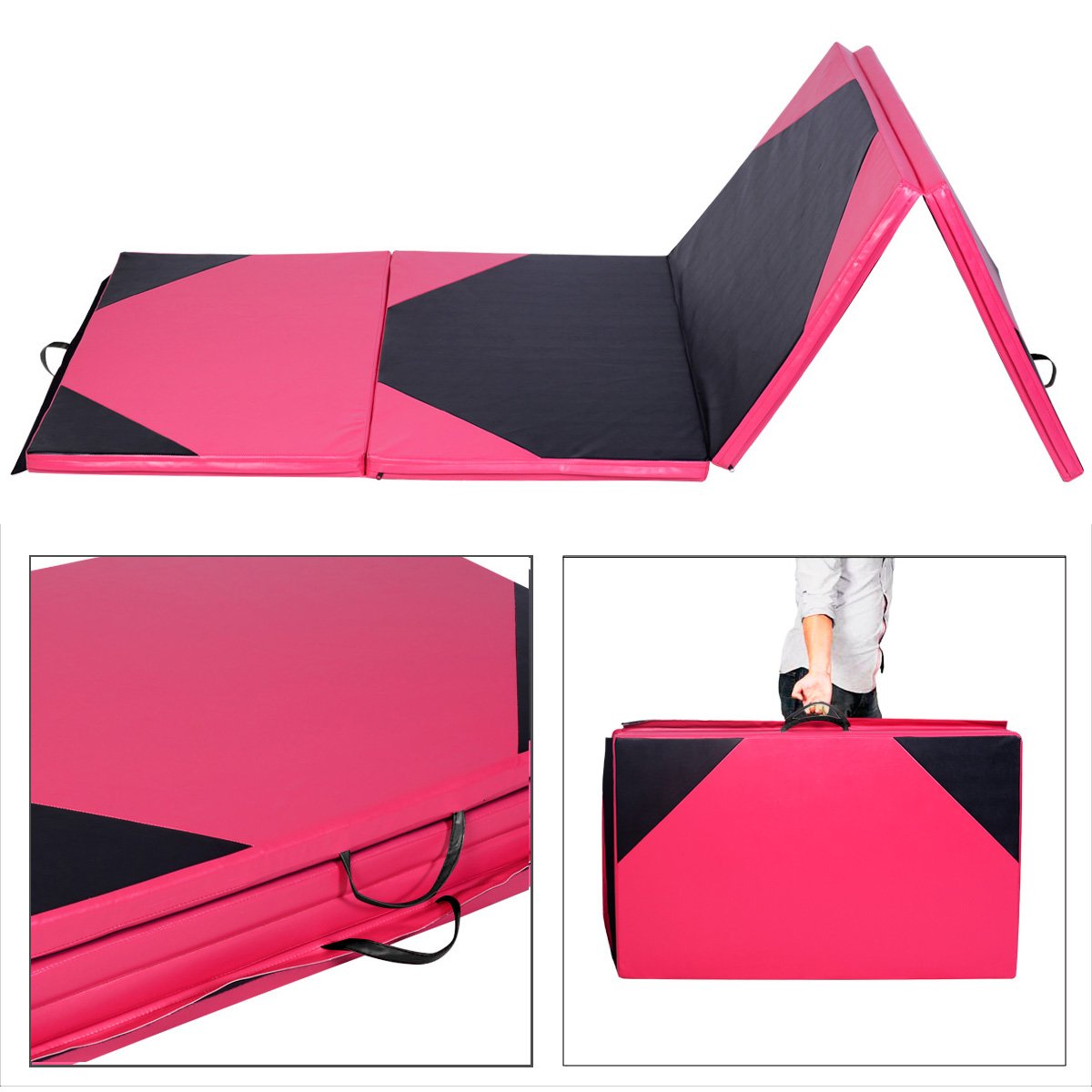 COSTWAY 10FT Gymnastics Mat, Folding 5cm Thick Foam Padded with PU