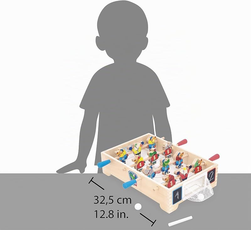 Mini Mesa de Matraquilhos de Madeira para Crianças - Tema de Hóquei no Gelo - Desenvolve Troca e Partilha - Produto FSC - Desde 3 Anos - J03367