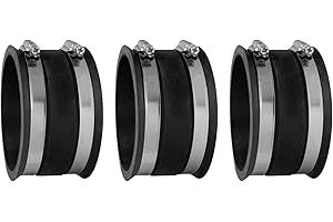 POWERTEC 70149-P3V 4 Inch Dust Control Flex Cuff with Steel Hose Clamps, Hose Connector Rubber Cuff Coupler for Woodworking Dust Collection Fittings, Dust Collector Accessories & Machinery, 3 pack