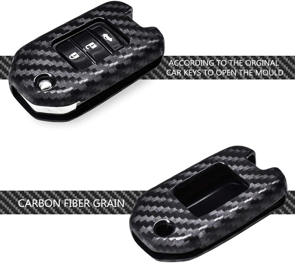 Ceyes Carbon Fiber Texture Protective Key Cover Car Smart Key Cover Car