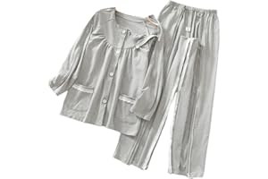 Aylashine Bedridden Patient Clothing,Tear Away Suit, Fully Open Adaptive Chemo Clothing,Four Seasons,for Women Light Gray (XL)