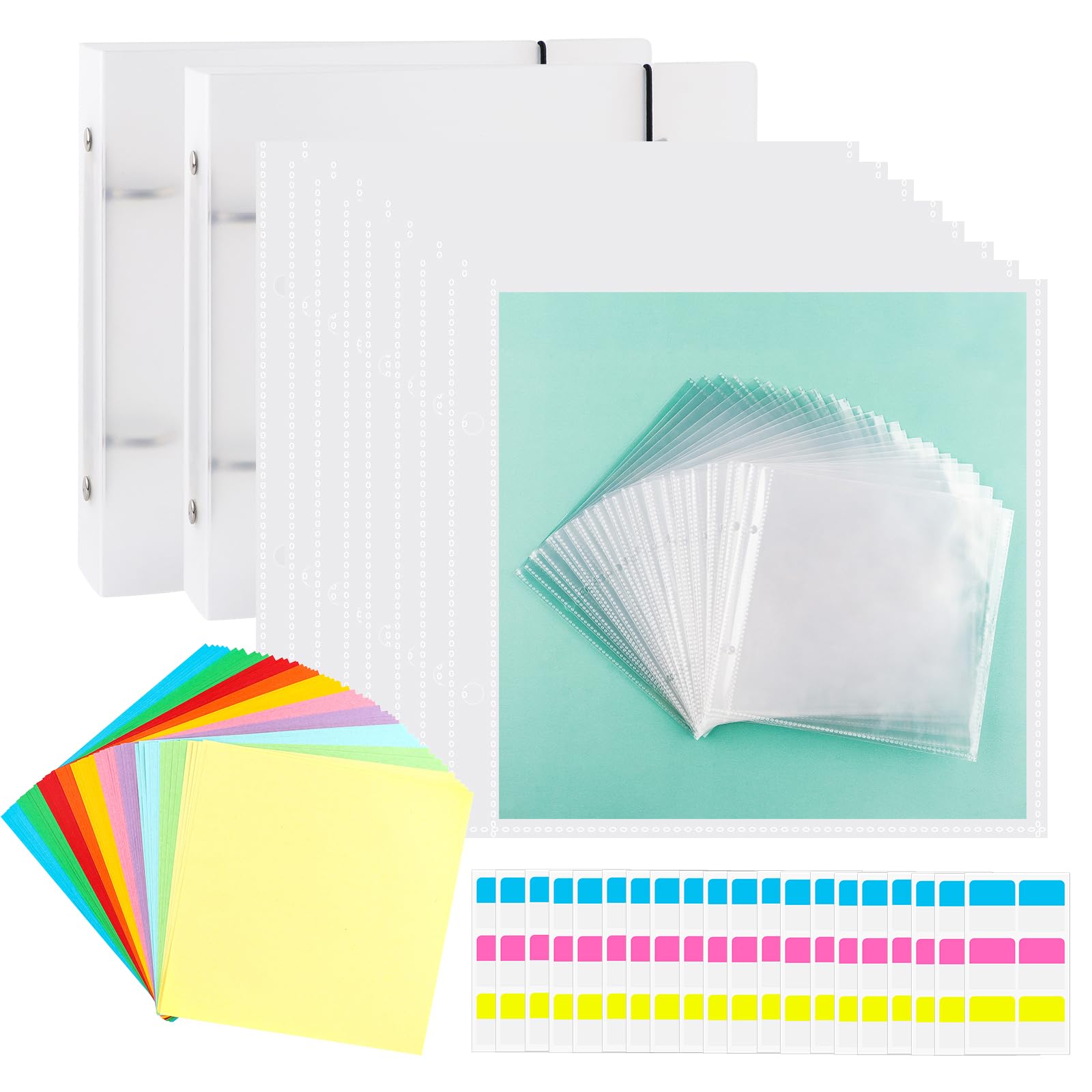 Briartw Cookie Stencil Storage Binder for Storage 6x6 inch Stencils,Die Cuts,DIY Scrapbooking,Clear Stamp,Storage Folder Organizer Include 2 Cover,100 Sleeve,100 Backing Paper and 20 Divider Tabs