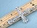 Alilang Silvery Tone Rhinestone Ornate Cross Pendant Necklace White Black Blue Green Pink