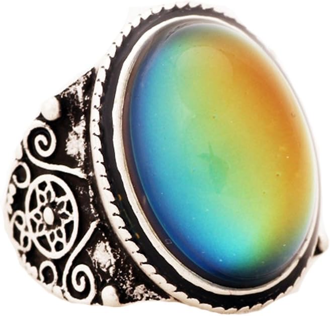 YOUNICE Mood Ring Sterling Silver Plating Changing Color for Adults Vintage Statement Stacking Rings