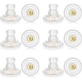 12pcs Big Silicone Earring Backs Replacements, 18K Gold Plated Earring Backs Replacements for Studs Heavy Droopy Earrings Hypoallergenice No-Irritate Secure Gold