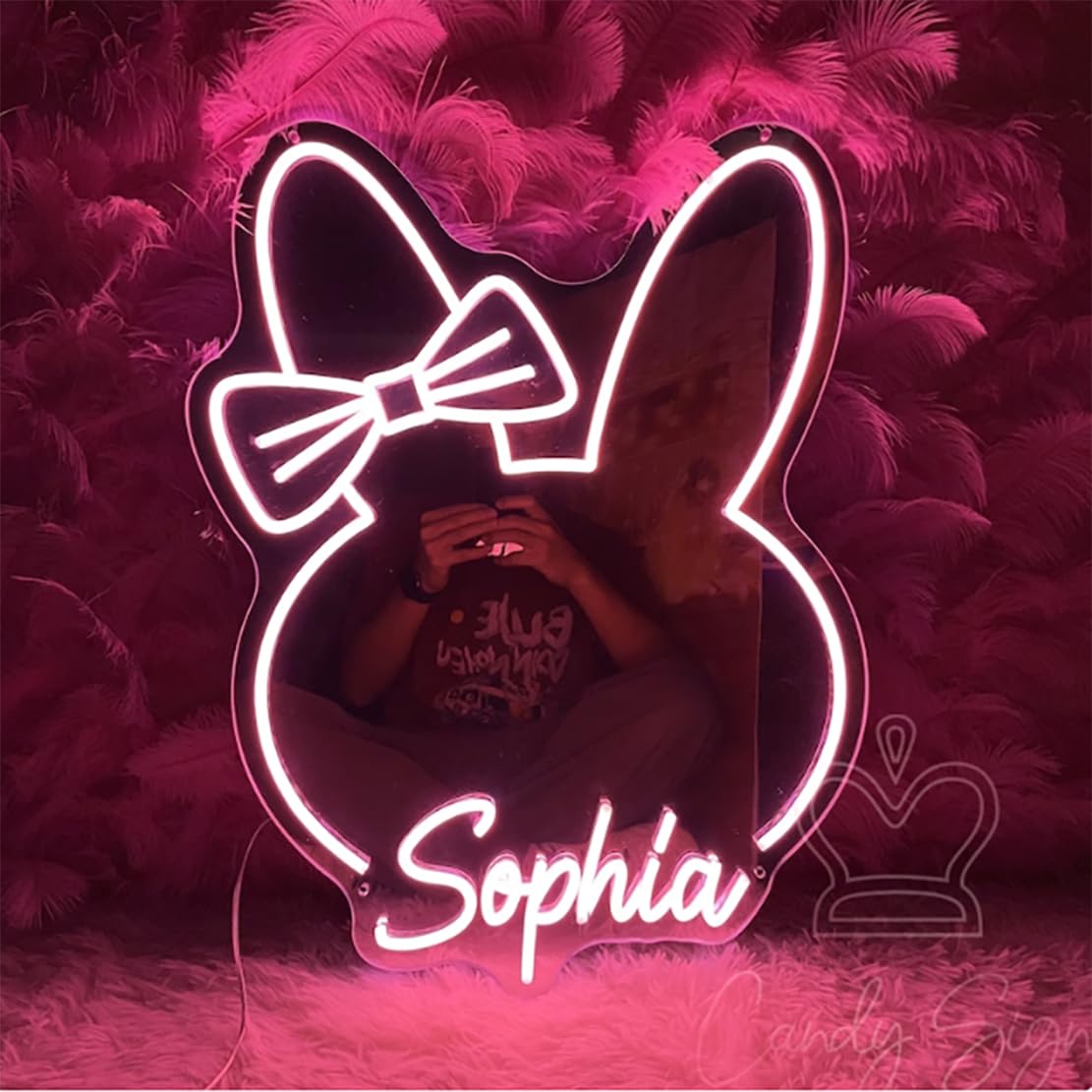 Ulalaza LED Acrylic Mirror Neon Light Heart/Cat/Letter/Wavy Wiggle Shape Witch's Mirror Gothic Wall Decor Romantic Various-shape Cute for Bedroom Decor Home Studio Dorm Room Wedding