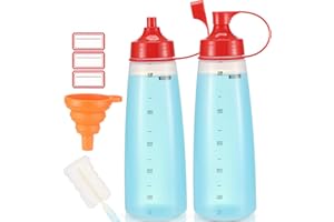 ONDIOMN Condiment Squeeze Bottle for Sauces Wide Mouth, Plastic Squeeze Bottles for Condiments, Paint, Ketchup, Mustard, Oil, Resin, Baking, Cake Decorating, Cleaning, BPA Free-Food Grade (19 oz., 2, Count)