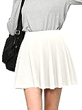 MBJ WB2382 Women's Casual Mini Flared Plain Pleated