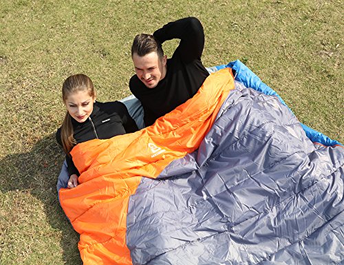 Hollegend Sleeping Bag - Envelope Lightweight Portable,Waterproof,Machine Washable,Perfect for Camping,Hiking,Backpacking,Traveling and Outdoor Activities (Sky Blue/Gray) - Thumbnail 5