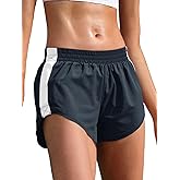 Fisoew Womens Striped Track Shorts High Waisted Dolphin Workout Running Athletic Sweat Shorts