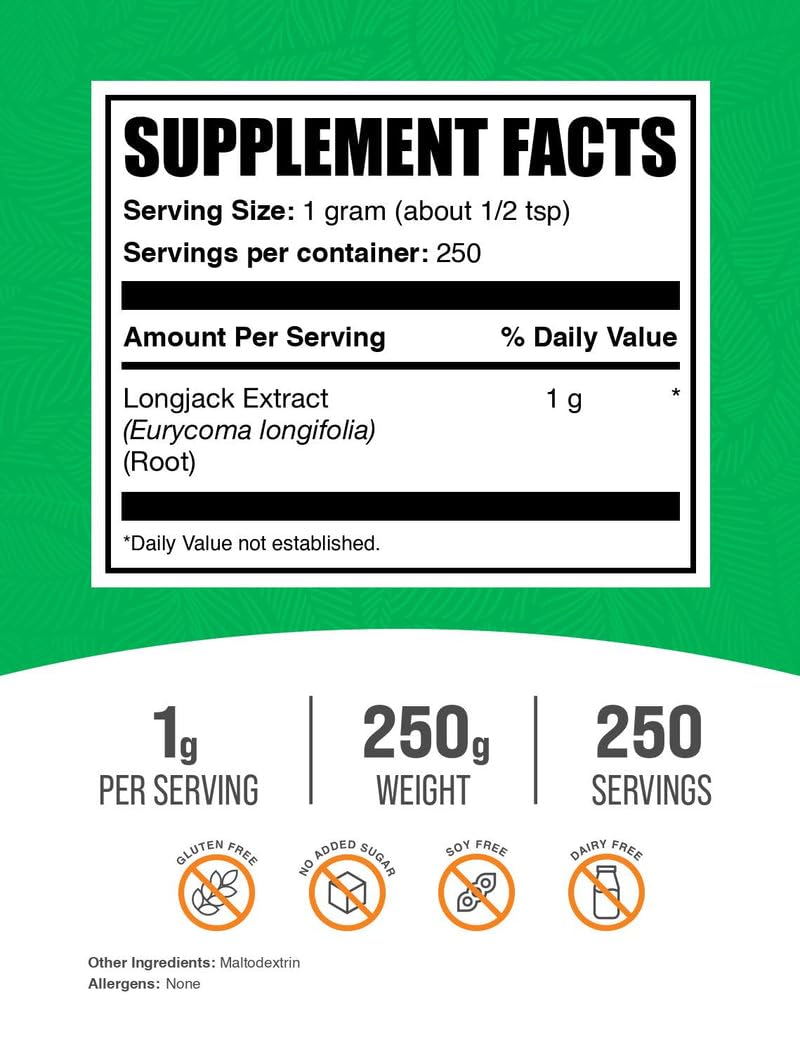 BulkSupplements.com Longjack Extract Powder - Tongkat Ali Extract, Tongkat Ali for Men & Women - Gluten Free, 1g per Serving, 250g (8.8 oz) (Pack of 1)