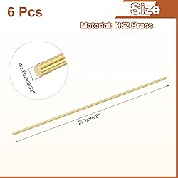 uxcell 6 Pcs 3/32"(2.5mm) Dia Brass Solid Round