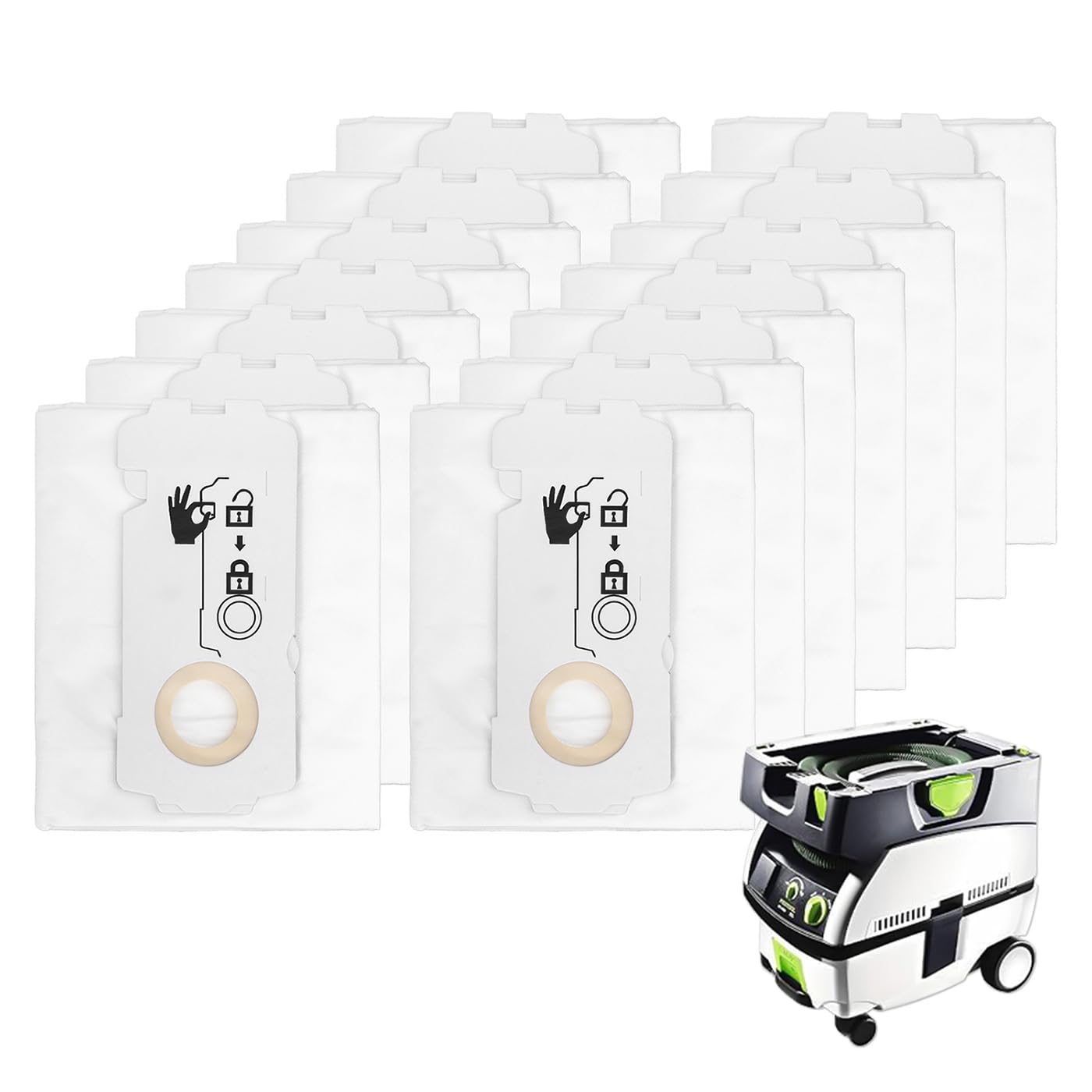 12 Pack Dust Bags for Festool Hoover Bags,Festool Midi Dust Bags,Compatible With Festool Ct Midi I/Ctc Mini/Midi/Ct 15 Dust Extractor Manufactured From 2019