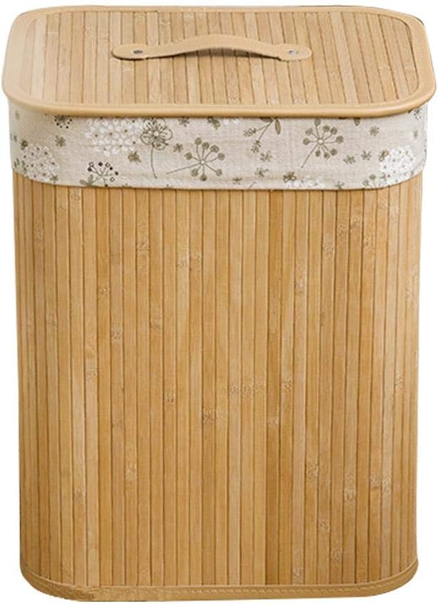 Wetour Cestas de lavandería Plegables de bambú con Tapa, cesto de la