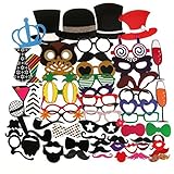 Tinksky Photo Booth Props 60pcs Kit for Wedding Party Birthdays Photobooth Dress-up Accessories & Party Favors