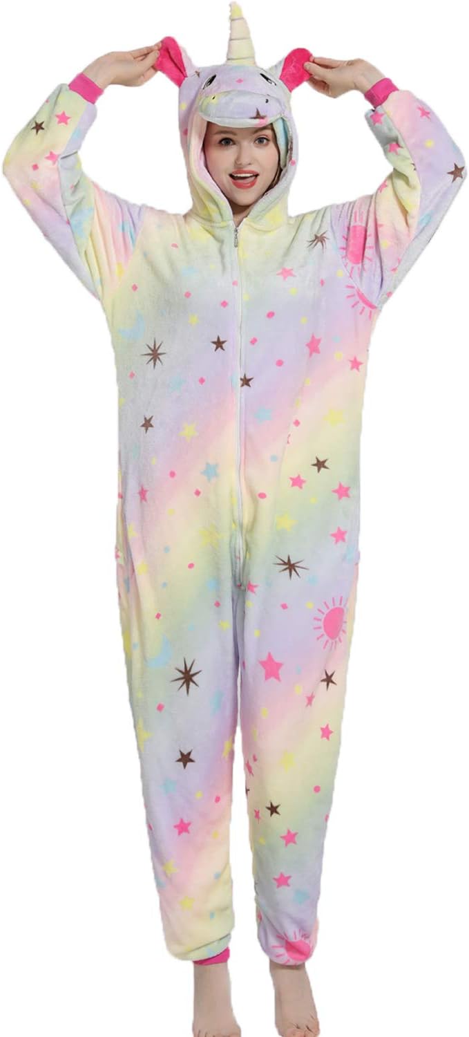Unisex Unicorn Onesie Pajamas Halloween Cosplay Costume Animal Homewear Onepiece