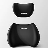 AZNZKEZHU 2025 Car Headrest & Lumbar Support Cushion, Car Lumbar Support Pillow and Neck Pillow Kit, Ergonomic Seat Headrest and Backseat for Neck Back Pain Relief (Black)