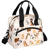 Dog Lunch Bag Dog Paws Pink Lunch Box for Women Girls, Reusable Insulated Leakproof Meal Prep Organizer Tote Thermal Cooler Bag with Shoulder Strap for Kids Adult School Work Office Picnic