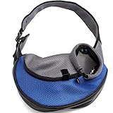 Petown Portable Soft Pet Carrier Shoulder Bag for Dogs and Cats (Blue Medium Size)