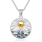 Silikepa Natural Necklace for Women 925 Sterling Silver Mountain/Wave Pendant Necklace Nature Jewelry Gift for Women