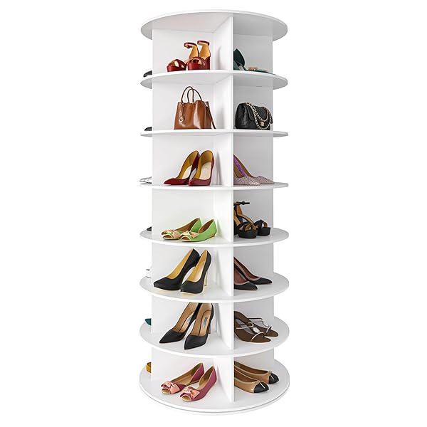 SPACEAID 7 TIER ROTATING SHOE RACK TOWER, SPINNING...
