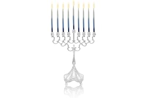 Majestic Giftware Silver-Plated Chanukah Candles Menorah - Filigree Design (MN-HA120) | Fits Standard Chanukah Candles | Durable & Long-Lasting Quality | Hanukkah Menorah - 8” High