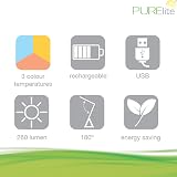 PURElite LED Rechargeable Flip Light Desk Lamp 3 CCT 260 Lumen USB view 7