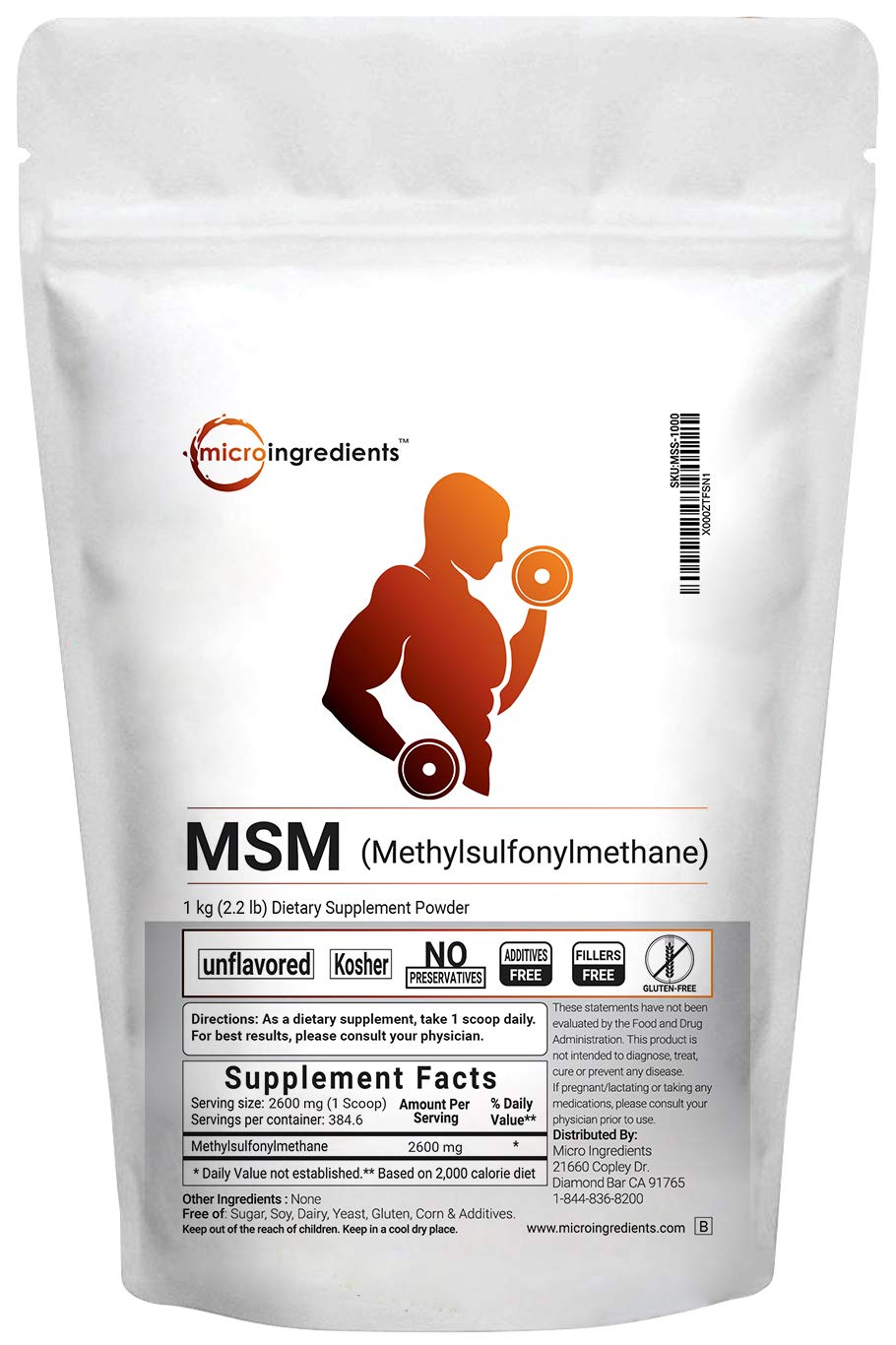 Micro Ingredients Pure MSM Powder Organic Sulfur Support Joint Health