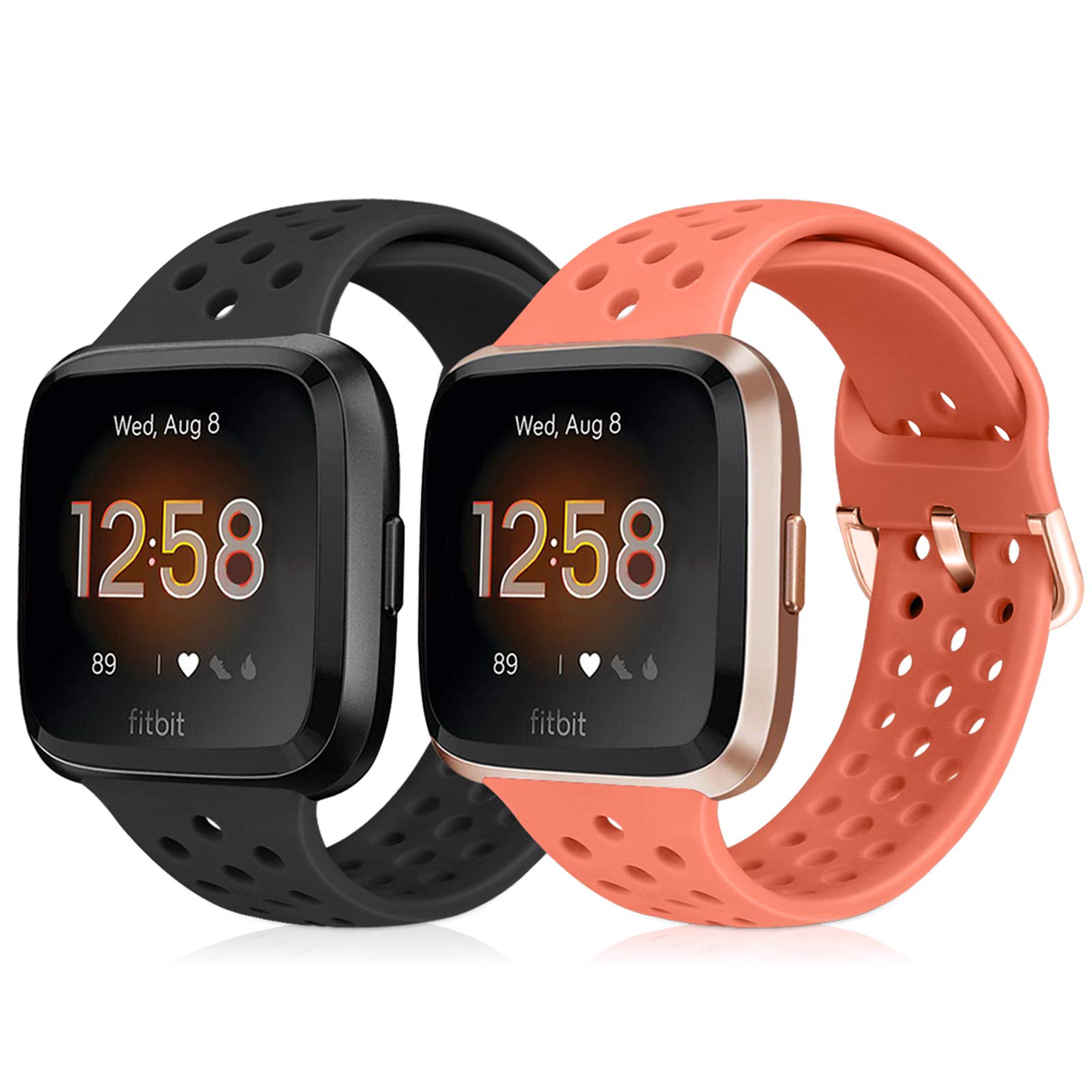 Runostrich Sport Strap Compatible with Fitbit Versa 2/Fitbit Versa/Versa Lite/SE, Soft Silicone Band Replacement Breathable Wristband Accessories for Smart Fitness Watch for Women Men