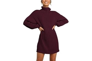 ANRABESS Women Oversized Sweater Dress Turtleneck Batwing Long Sleeve Ribbed Knit Loose 2024 Fall Winter Casual Short Dress
