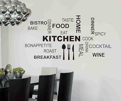 Decals Design Kitchen Quote Modern Art Wall Sticker (PVC Vinyl, 50 cm x 70 cm x 1 cm, Black)