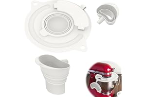 Flour Funnel for Mixer, Anti-Splash Stand Mixer Attachment with Silicone Mixer Bowl Cover, Mixers Bowl Lid to Prevent Spillin