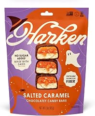 Harken Salted Caramel Chocolate Bars 5 minis | No Sugar Added | Made With Dates, Not Refined Sugar | High Fiber | Plant-based