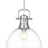 Golden Lighting Duncan 1-Light Pendant with Rod in Pewter with Clear Glass