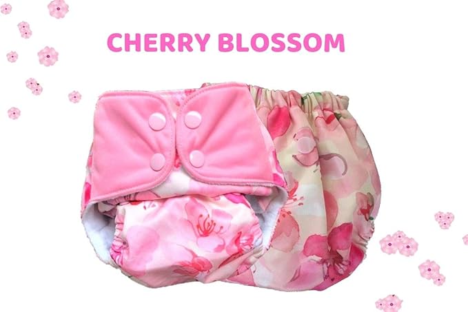 Superbottoms Plus UNO Reusable Cloth Diaper with 2 Organic Cotton Inserts (One Dry-Feel Insert and One Booster) [Day & Night Use] (for Babies-5 KG- 17 KG) (Cherry Blossom)
