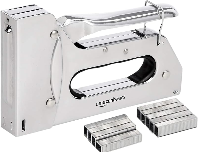 Strapazierfähiger Handtacker, Tackerpistole mit 1000 Heftklammern, für Polstermöbel, Hausreparaturen, Tischlerarbeiten und andere professionelle Projekte, Silberfarben