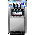 BREVELTION Ice Cream Machine 3-Flavor Soft Ice Cream Maker for Coffee Shop Convenience Store Buffet Bar Desktop Type 1 1200W 110V 4.5L*2 16-18L/H