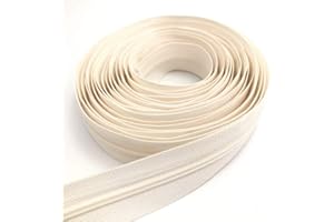 YUEDI 10Yards Bulk Zippers #3 Nylon Coil Zippers by The Yard with 15pcs Auto-lock Zipper Sliders and 10pcs Silver Pulls for Sewing Crafts Bages(#3 Off White)