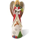 caiydramy 7.3 Inch Christmas Angels Figurines, Resin Faceless Angel Statue Table Top Decorations for Home, Holiday Indoor Tabletop Centerpiece Mantel Shelf Decor