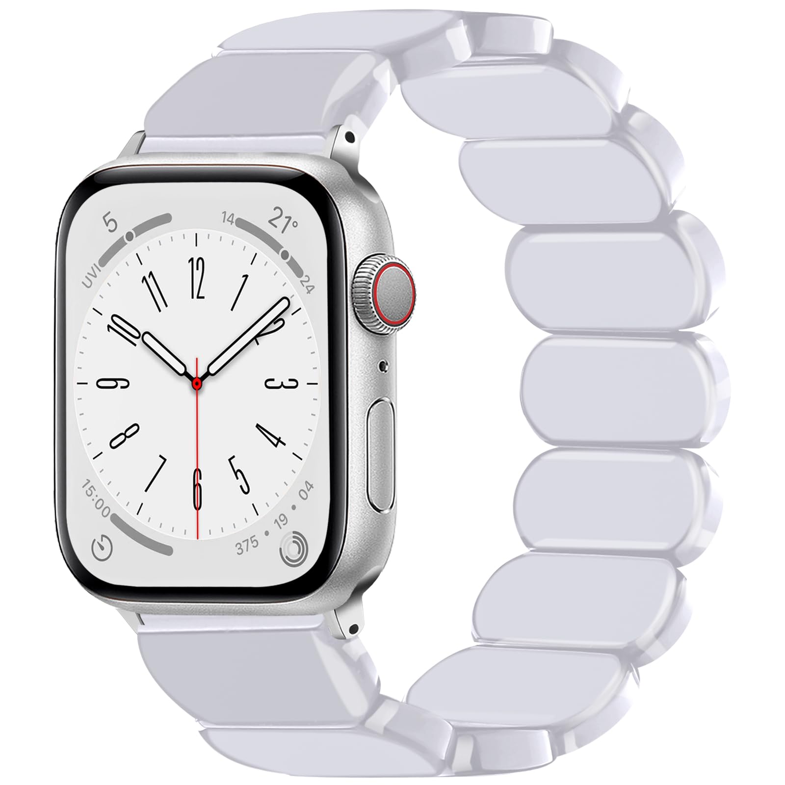 Photo 1 of IMIVIO Stretchy Resin Watch Band Compatible with Apple Watch Bands for Women 40mm 38mm 41mm, Light Waterproof Strap for iWatch Bands for Women Series 10 9 8 7 6 5 4 3 2 1 SE, White, S/M