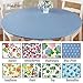 Collections Etc. Patterned Fitted Table Cover with Soft Flannel Backing and Durable Wipe-Clean Vinyl Construction