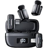 Yuaceuco Mini Wireless Lavalier Microphone for iPhone ipad Android | Plug &amp; Play, 131FT Range,with Noise Reduction, 33h Charging Case, for Content Creators,for iPhone Vlogging, Podcast