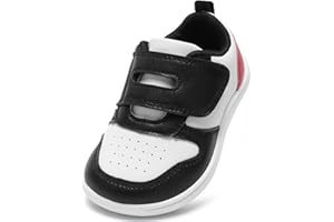 STQ KIDS Toddler Wide Toe Box Barefoot Shoes Boys Girls Sneakers Zero Drop Kid Tennis Running Shoes Lightweight Non-Slip Comfortable Leather First Walking Shoe Outdoor Activities School