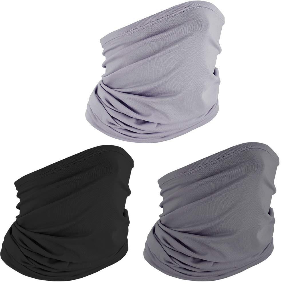 Tucana Ice Silk Fabric Headwear Face Mouth Cover Bandanas for Dust,Outdoors,Festivals,Sports (Black,Grey,Sliver)