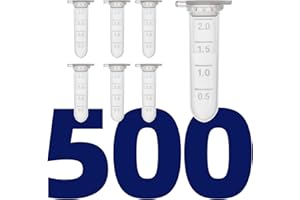 Microcentrifuge Tubes 2ml, AyinLab Polypropylene Plastic Tubes 500pcs, Lab Centrifuge Test Tubes with Leak-Proof Snap Caps and Clear Graduated Scale, Non-pyrogenic and DNase/RNase Free