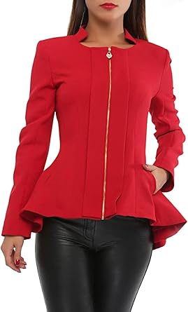 red peplum blazer