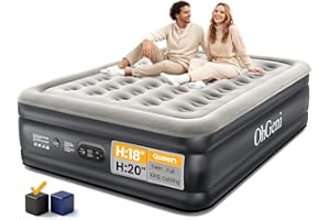OhGeni Air Mattress Queen with Built in Pump, Inflatable Mattress Blow Up Mattress 18 Raised Comfort,Upgraded Surface Portable Bed, Air Bed for Home, Guest, Camping, Colchone Inflable, 650 lbs